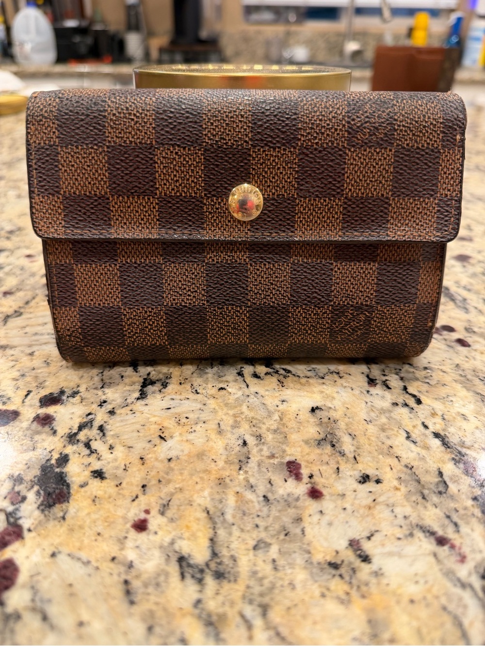 Authentic Louis Vuitton Damier Ebine Brown Checkered Women’s Wallet